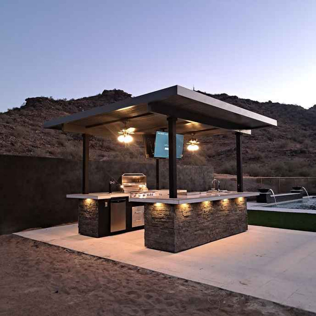 KoKoMo Outdoor Kitchen Entertainment Pavilion with Dual TVs