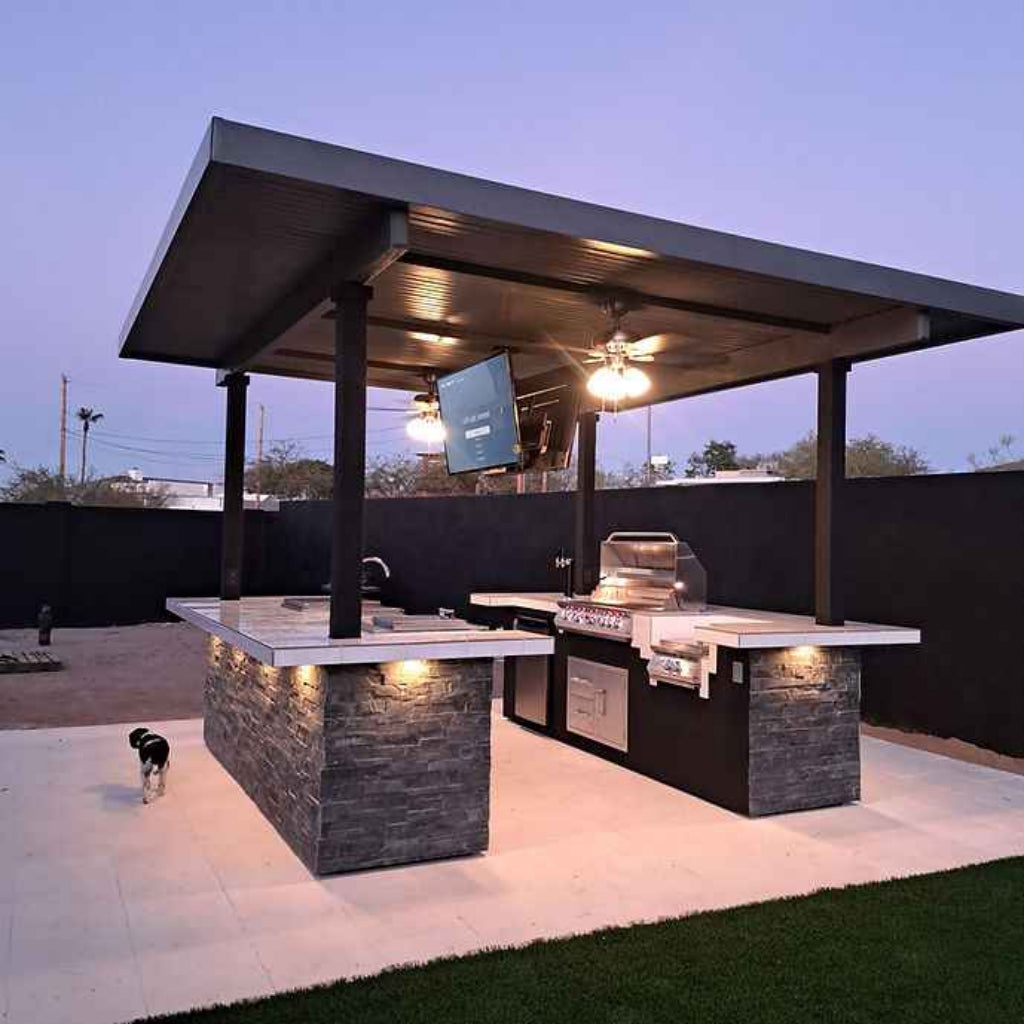 KoKoMo Outdoor Kitchen Entertainment Pavilion with Dual TVs