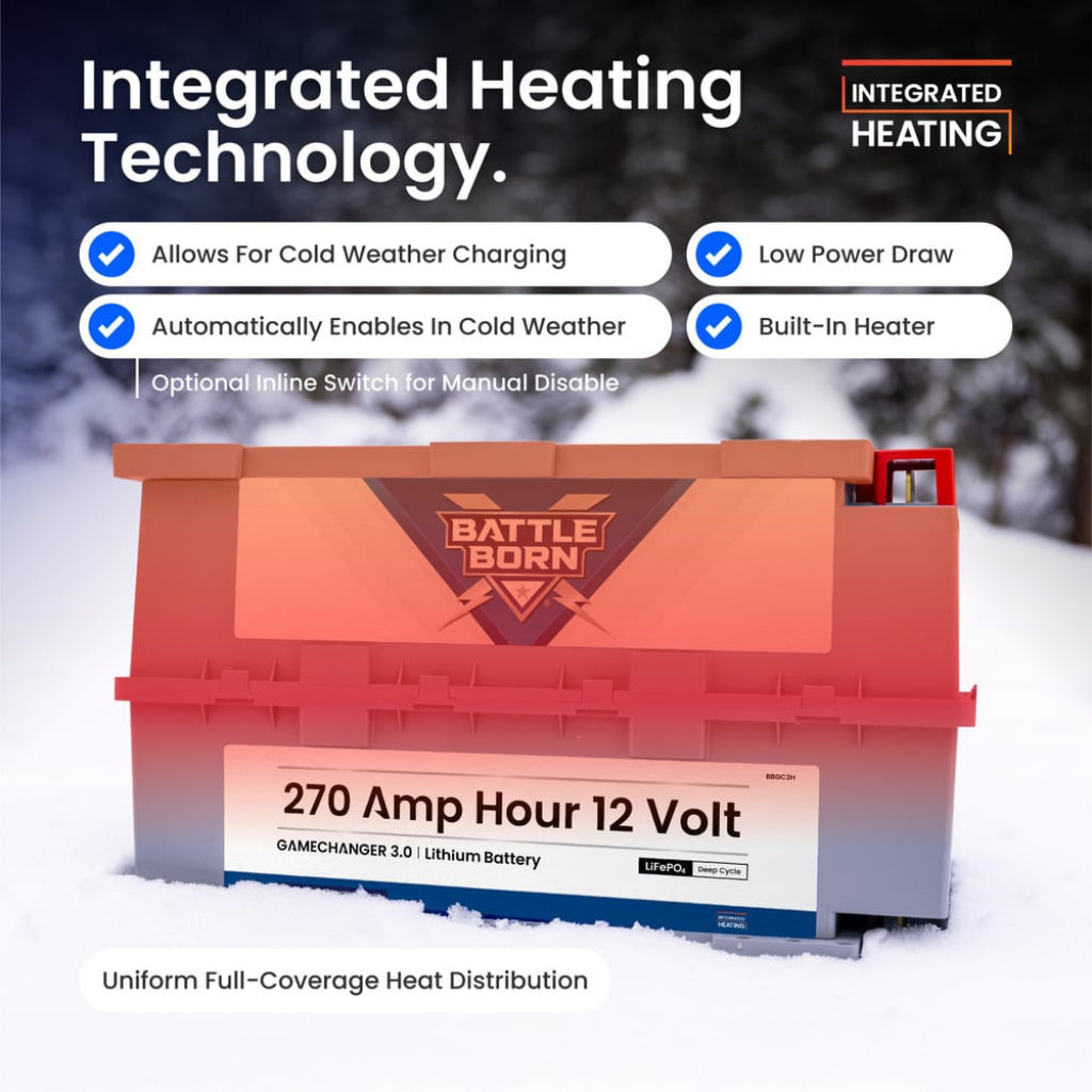 Battle Born 270Ah 12V Heated GC3 LiFePO4 Battery | Heated Lithium Power Storage