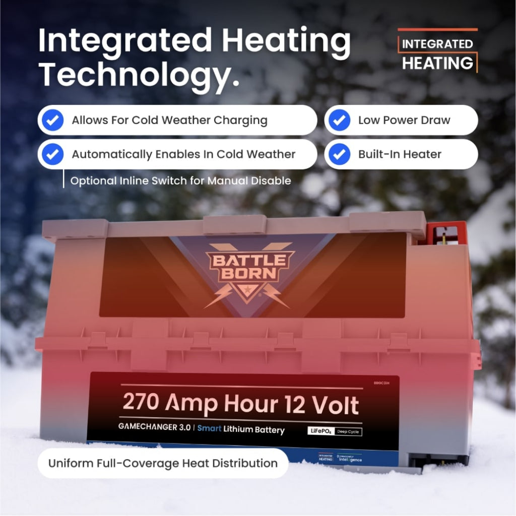 Battle Born 270Ah 12V Smart Heated GC3 LiFePO4 Battery | Bluetooth Lithium Power Storage