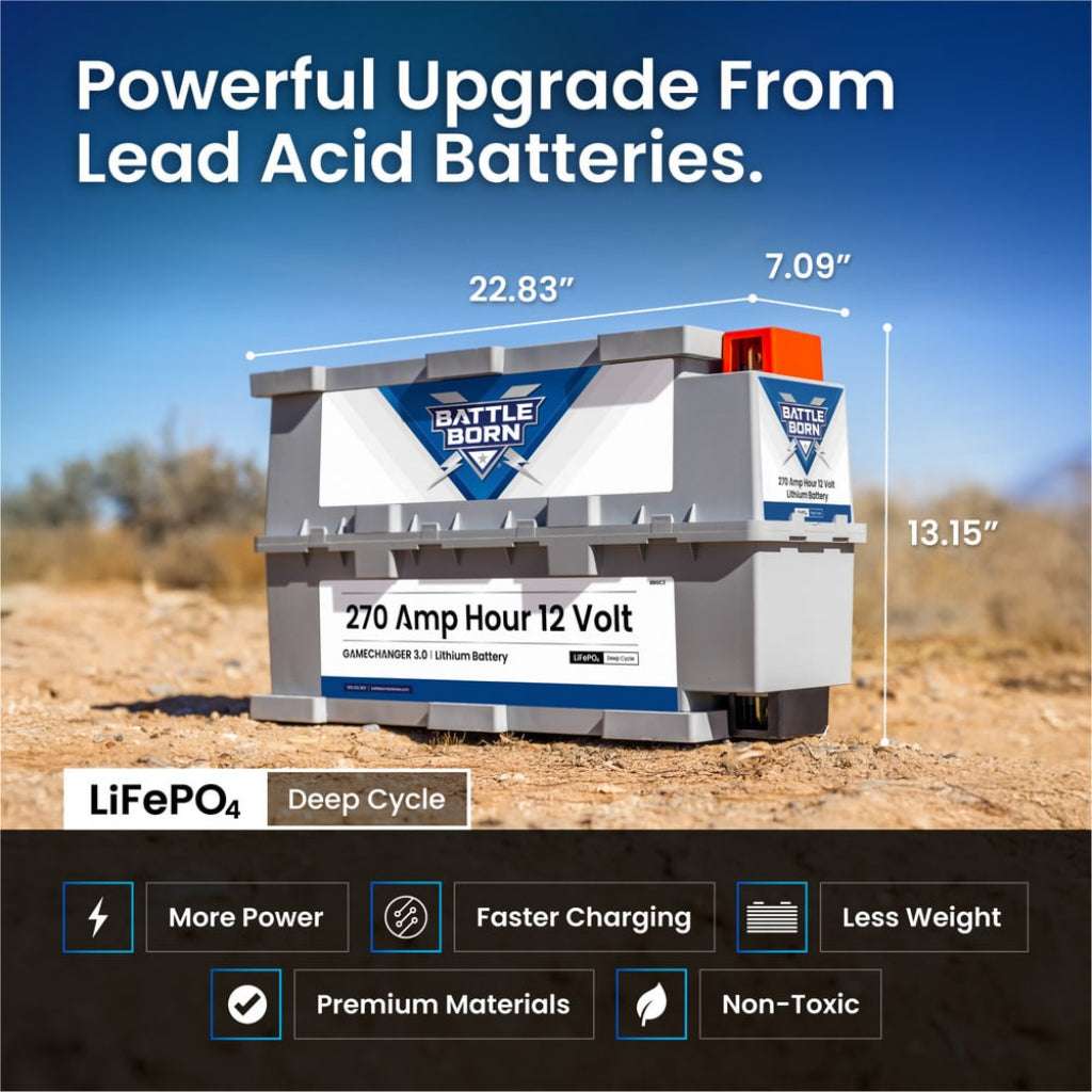 Battle Born 270Ah 12V Heated GC3 LiFePO4 Battery | Heated Lithium Power Storage