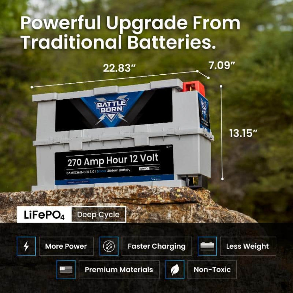 Battle Born 270Ah 12V Smart Heated GC3 LiFePO4 Battery | Bluetooth Lithium Power Storage