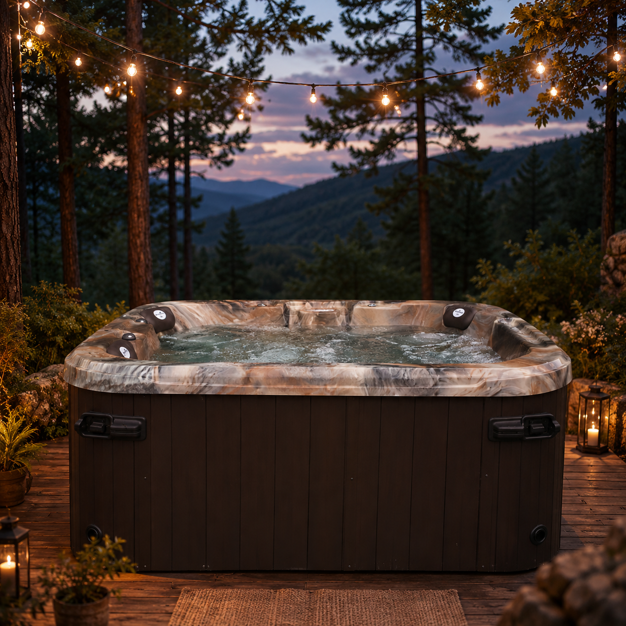 Aspen Spas Quattro 4-Person Luxury Hot Tub with Lounger & Captain’s Chair