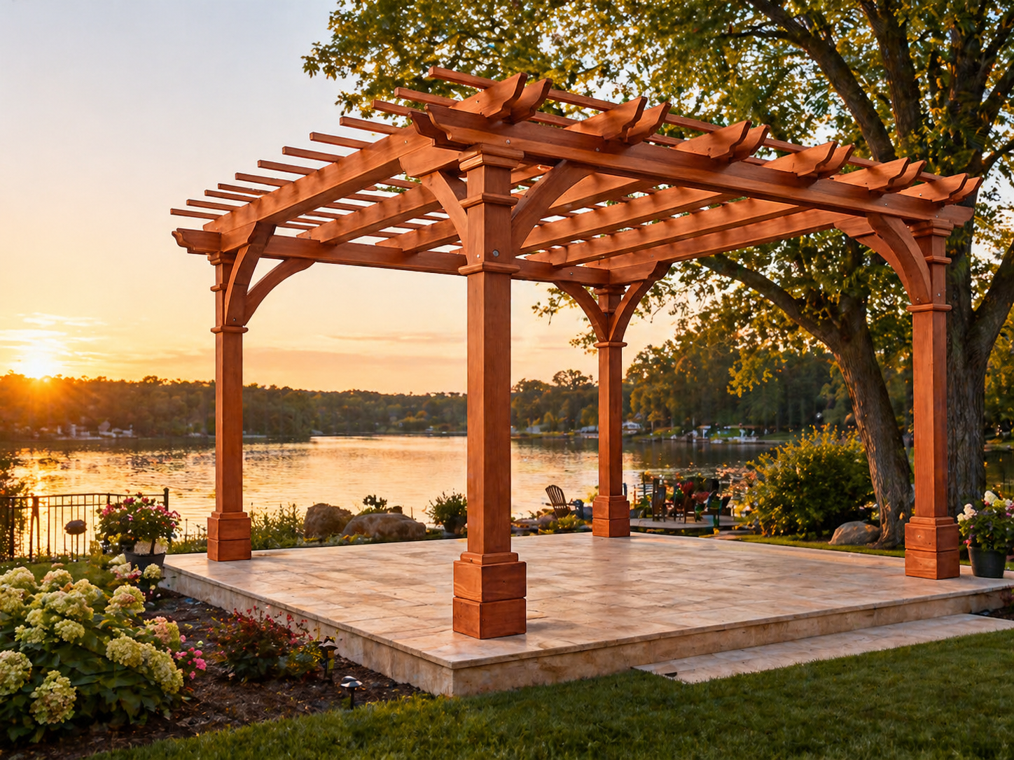 Best Redwood Pacific Redwood Double Beam Pergola | Premium Redwood Outdoor Pergola System