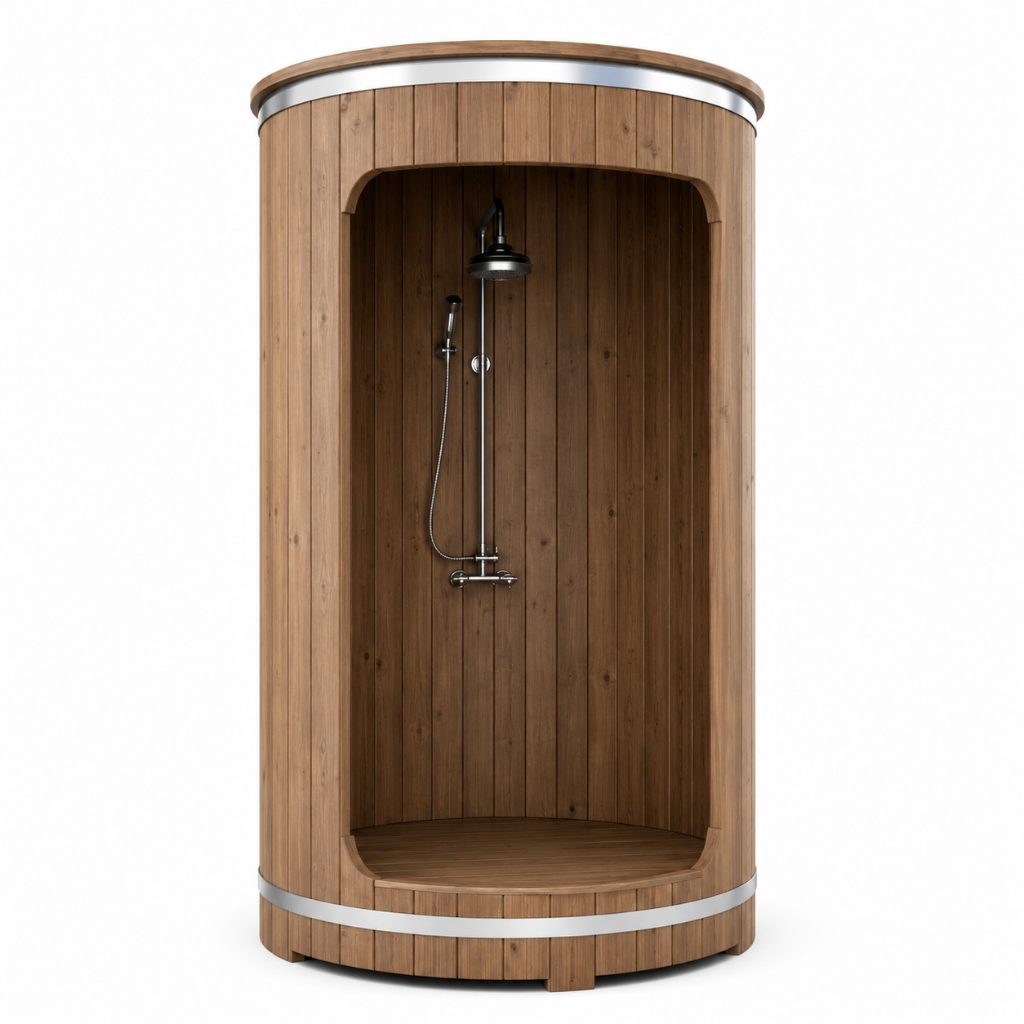 SaunaLife RAIN-Series Model R3 Outdoor Barrel Shower