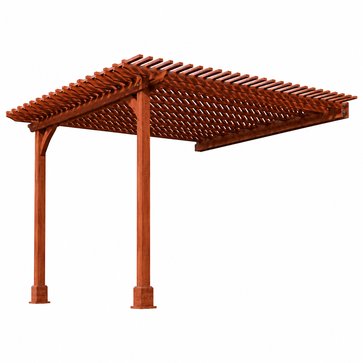 Best Redwood Outdoor Super Deck Attached Pergola | Attached Redwood Pergola System