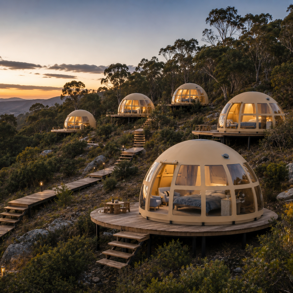 Tent Spaces Polaris TYL Dome Tent Series | Wood-Framed Panoramic Glamping Domes