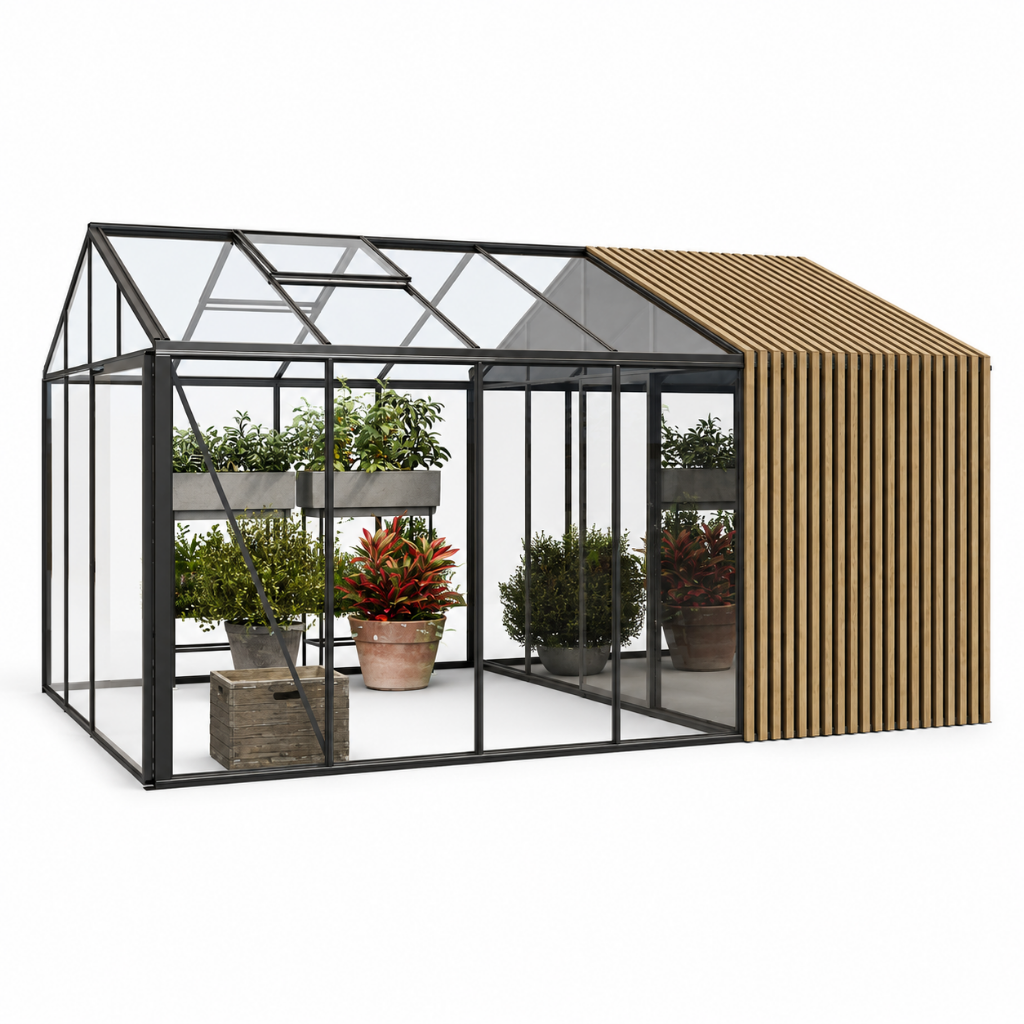 Bloom Cabin Classic Aluminum Greenhouse – Limited Accoya Edition + Built-In Storage