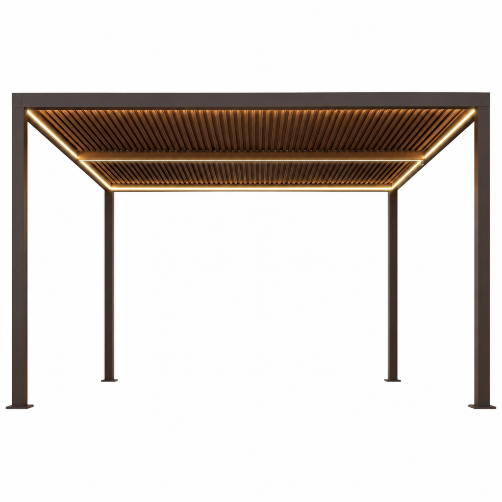 Alora Luxury Outdoor Aluminum Louvered Pergola with LED Lighting (SAK24896)