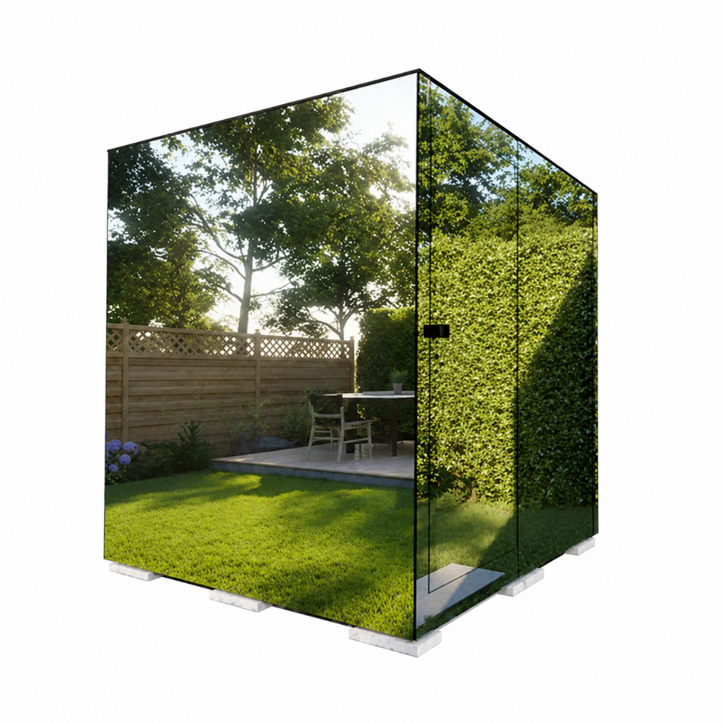 ThermaSol Vue 4-Person Outdoor Mirrored Glass Sauna Cabin (SAK84963)