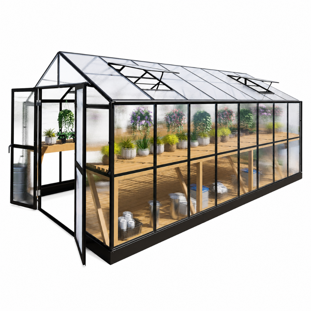 8' x 16' Heavy-Duty Polycarbonate Walk-In Greenhouse (SAK26153)