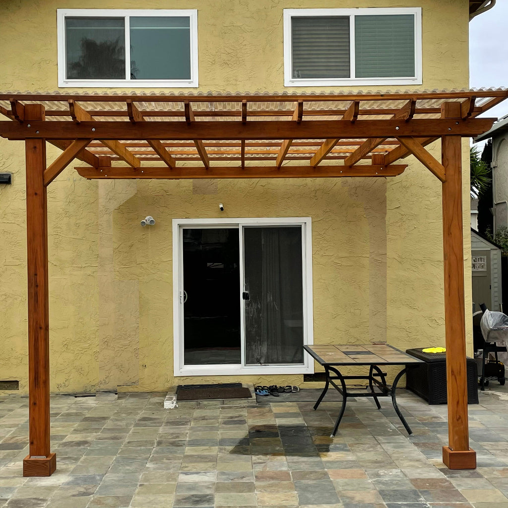 Best Redwood Outdoor Super Deck Attached Pergola | Attached Redwood Pergola System