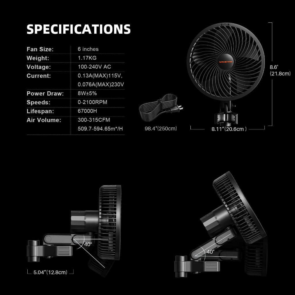 Spider Farmer G1000W x 2 LED Grow Lights + 5' x 10' Grow Tent + 6" Inline Fan Combo with Temperature and Humidity Controller + 6" Clip Fan