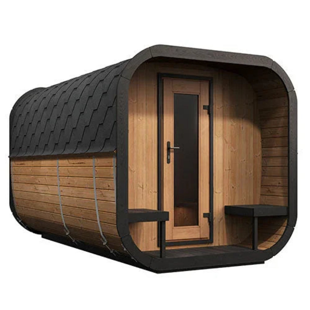 SaunaLife CL12GCP Cube-Series 8-Person Outdoor Home Sauna Suite with Dressing Room