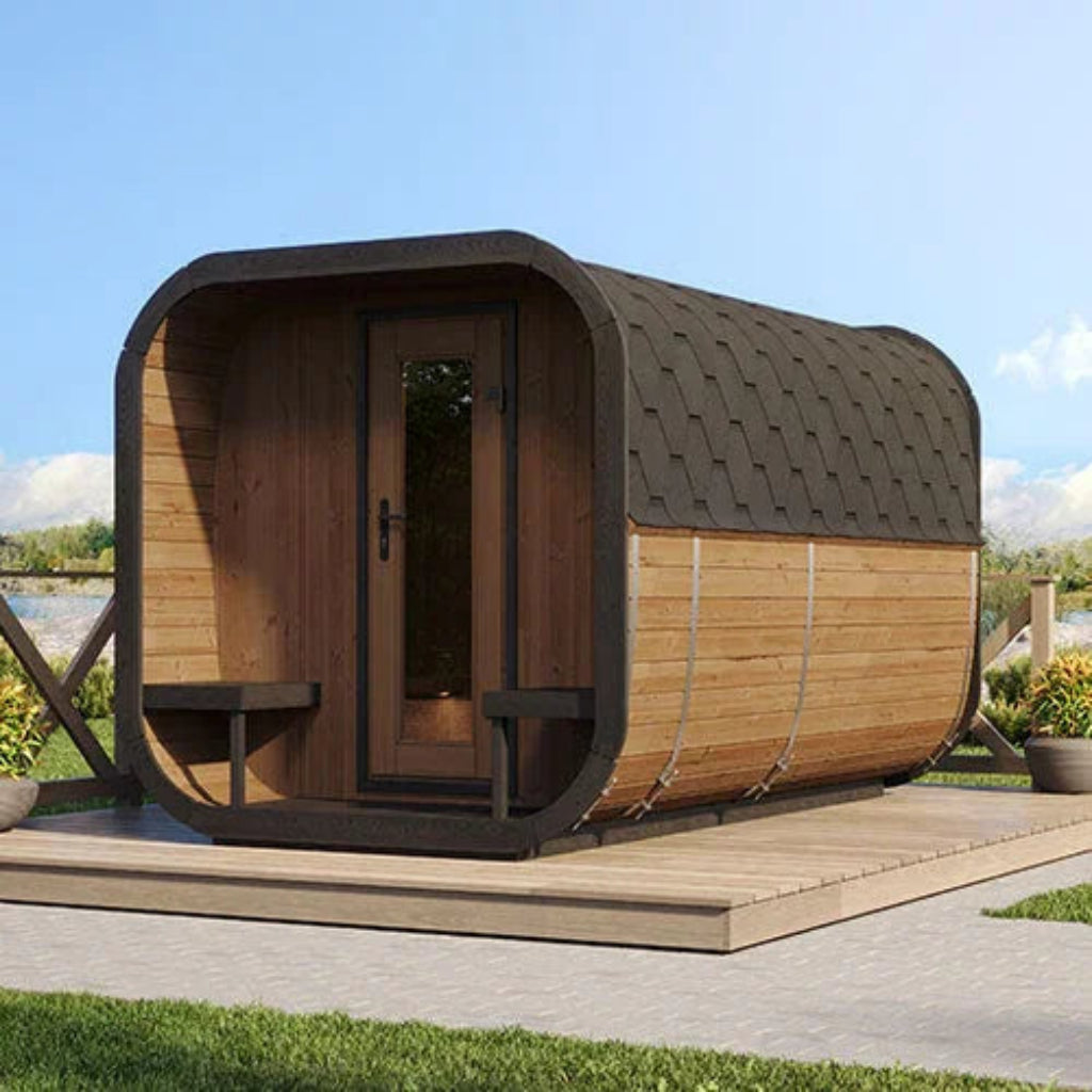 SaunaLife CL12GCP Cube-Series 8-Person Outdoor Home Sauna Suite with Dressing Room