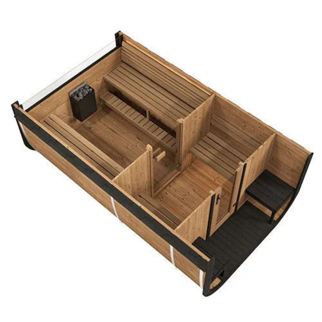 SaunaLife CL12GCP Cube-Series 8-Person Outdoor Home Sauna Suite with Dressing Room