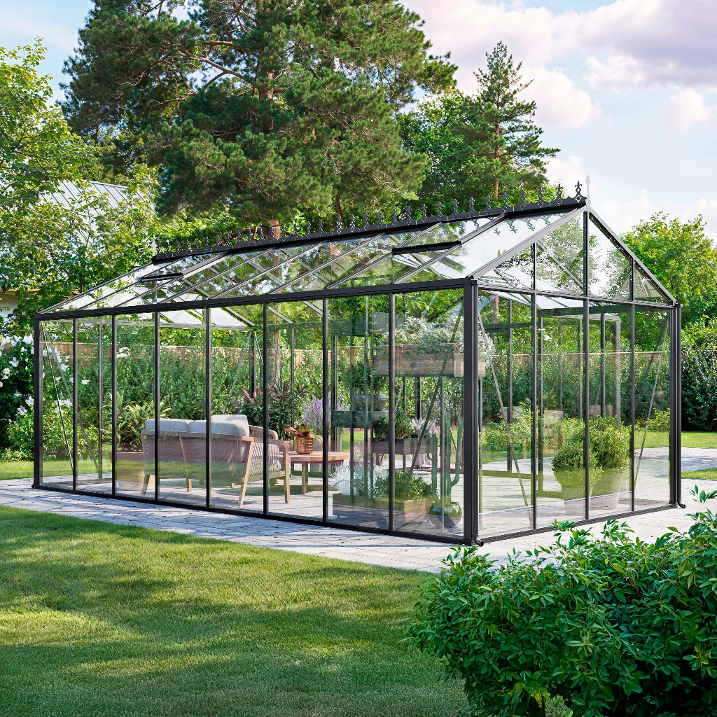Bloom Cabin Aluminum T-Shape Orangerie Greenhouse | Luxury European Garden Conservatory