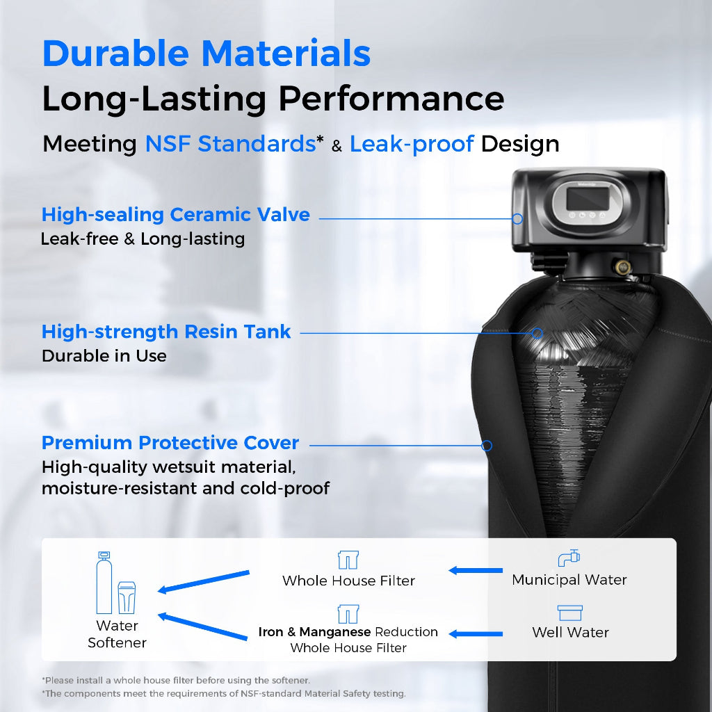 Waterdrop WHR01B 48,000 Grain Whole House Water Softener System