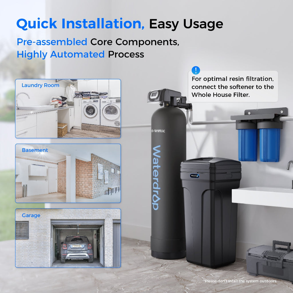 Waterdrop WHR01B 48,000 Grain Whole House Water Softener System
