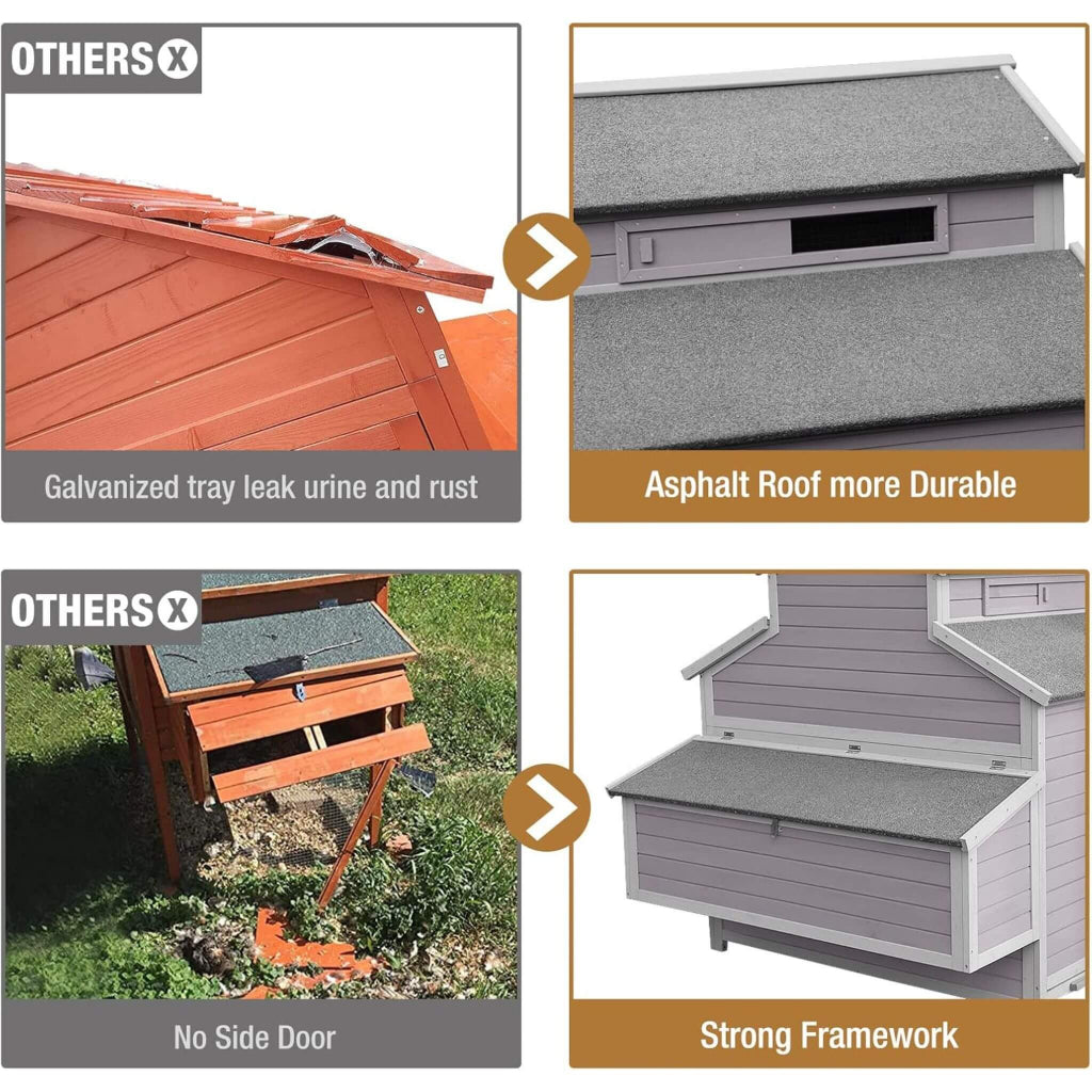 Large Portable Chicken Coop with Run & 3 Nesting Boxes | Backyard Poultry Shelter (SAK18263)