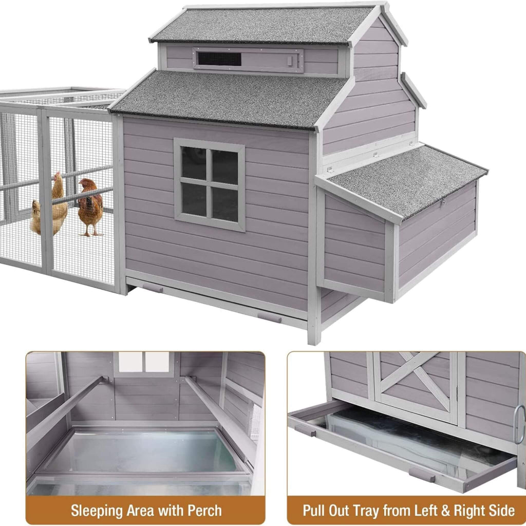 Large Portable Chicken Coop with Run & 3 Nesting Boxes | Backyard Poultry Shelter (SAK18263)