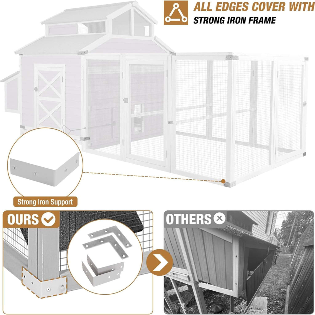 Large Portable Chicken Coop with Run & 3 Nesting Boxes | Backyard Poultry Shelter (SAK18263)