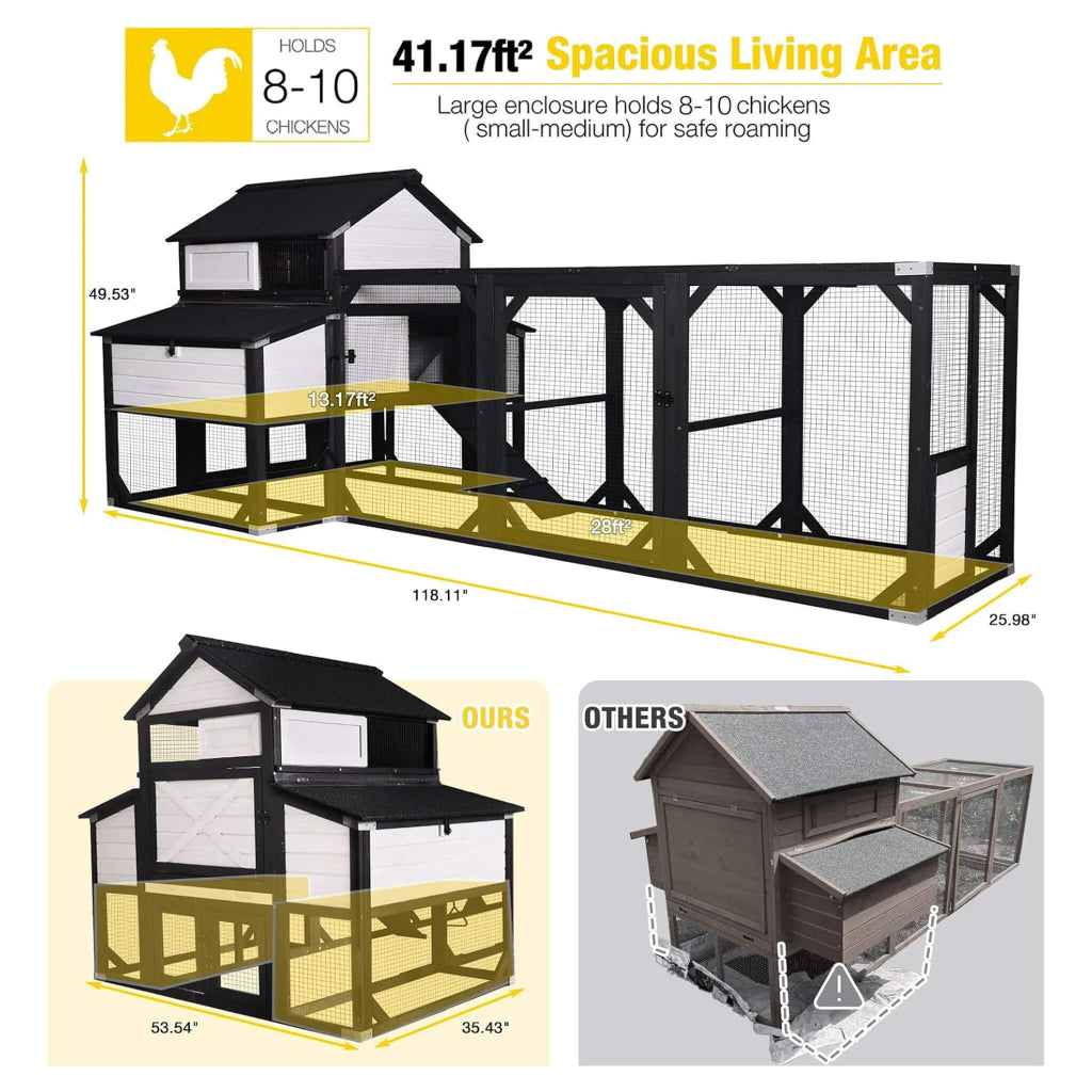 Large Outdoor Chicken Coop with Extended Run & 6 Nesting Boxes | Homestead Poultry Shelter (SAK63940)