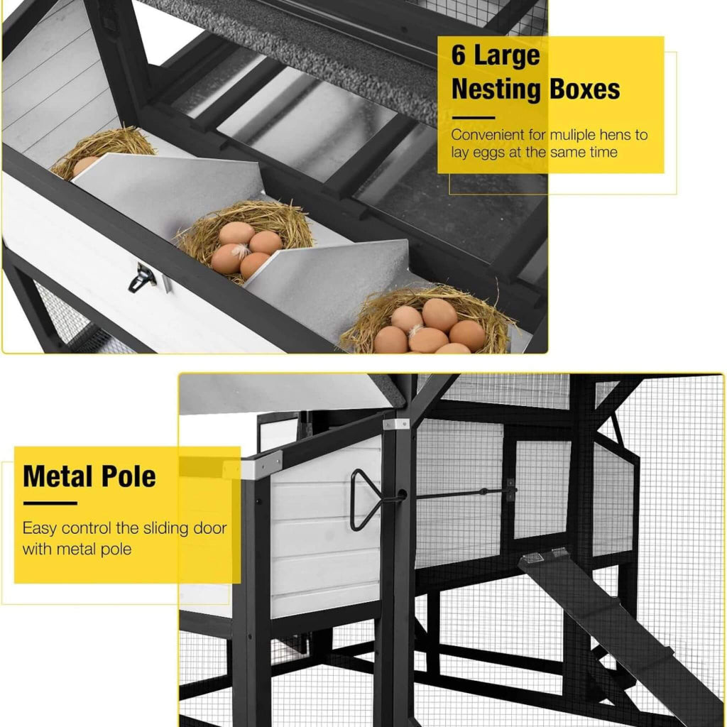Large Outdoor Chicken Coop with Extended Run & 6 Nesting Boxes | Homestead Poultry Shelter (SAK63940)