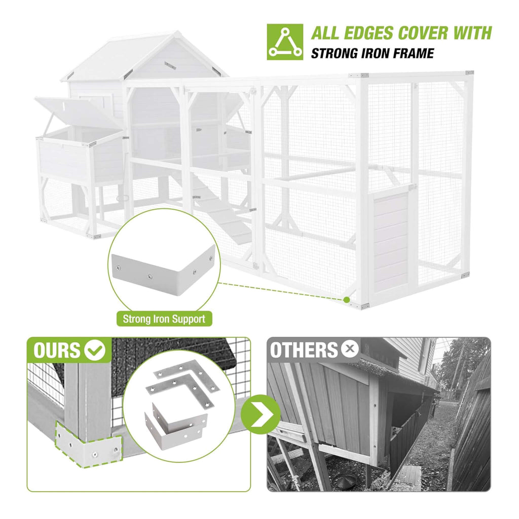 Large Wooden Chicken Coop with Run & 6 Nesting Boxes | Homestead Poultry Shelter (SAK96430)