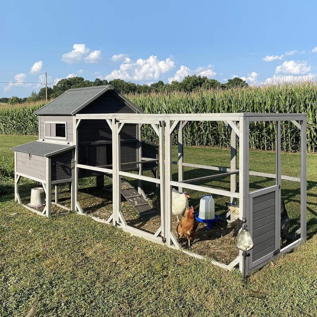Large Wooden Chicken Coop with Run & 6 Nesting Boxes | Homestead Poultry Shelter (SAK96430)