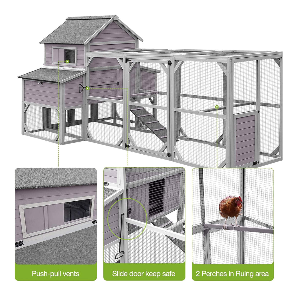 Large Wooden Chicken Coop with Run & 6 Nesting Boxes | Homestead Poultry Shelter (SAK96430)