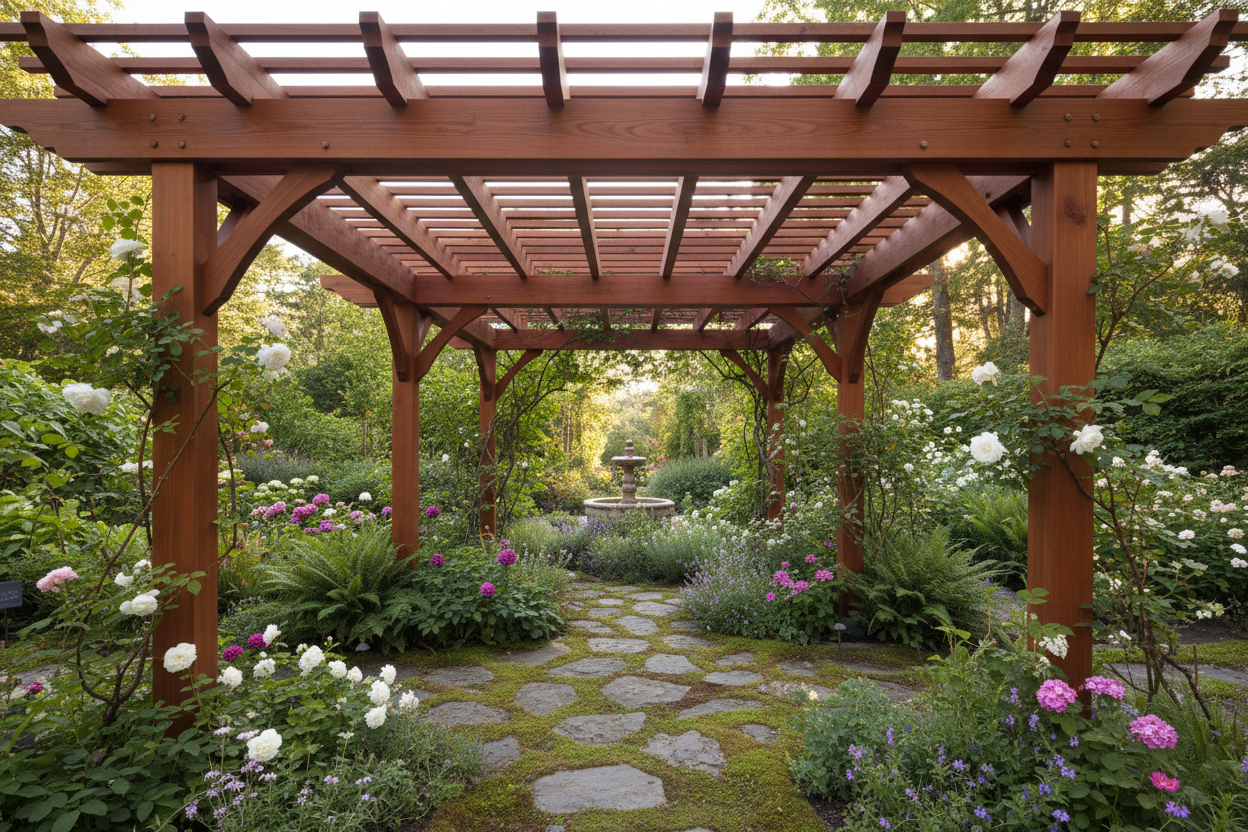 Outdoor Super Deck Redwood Pergola