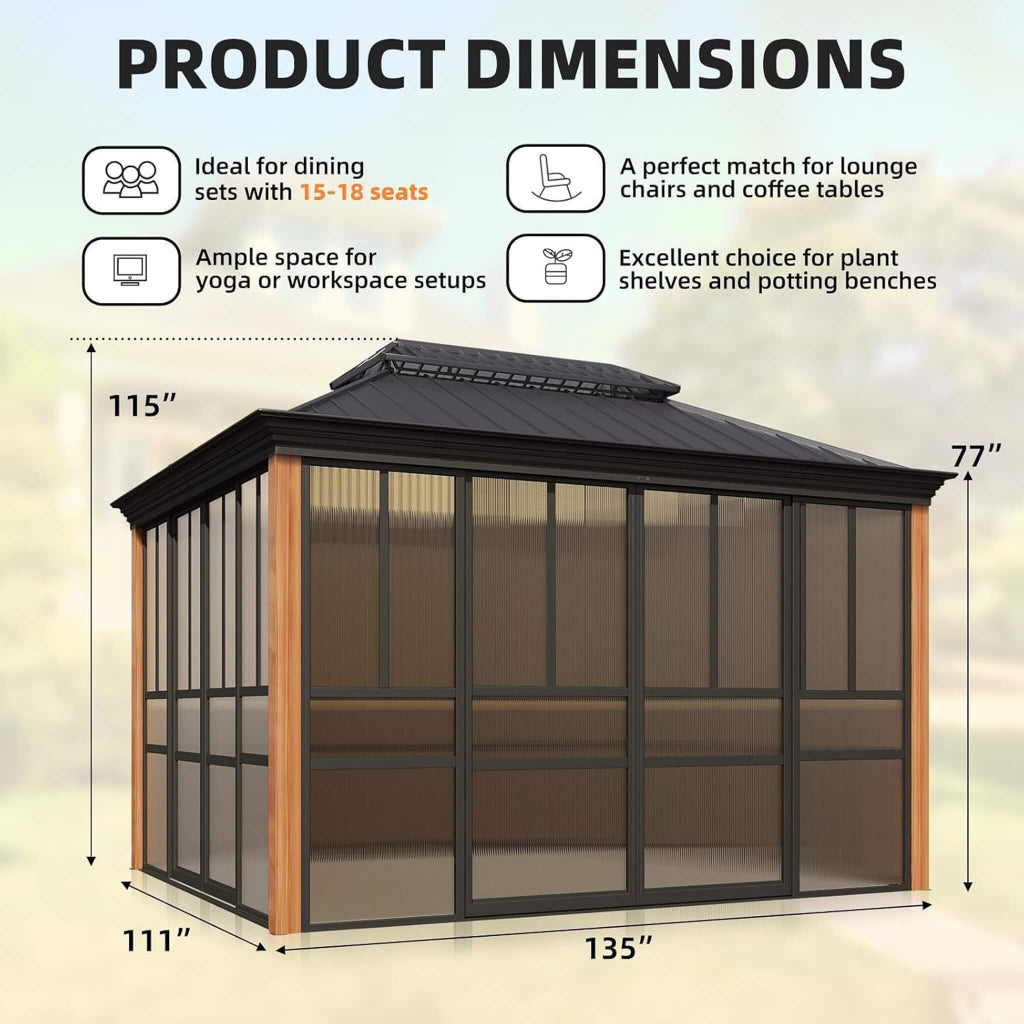 Alora Solstice All-Season Outdoor Wood Grain Sunroom (SAK58317)
