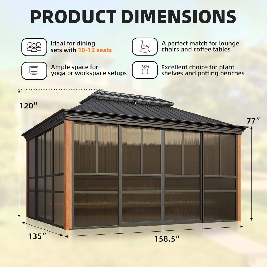 Alora Solstice All-Season Outdoor Wood Grain Sunroom (SAK58317)