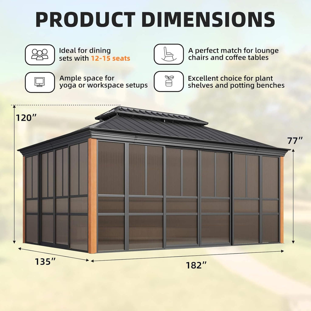 Alora Solstice All-Season Outdoor Wood Grain Sunroom (SAK58317)
