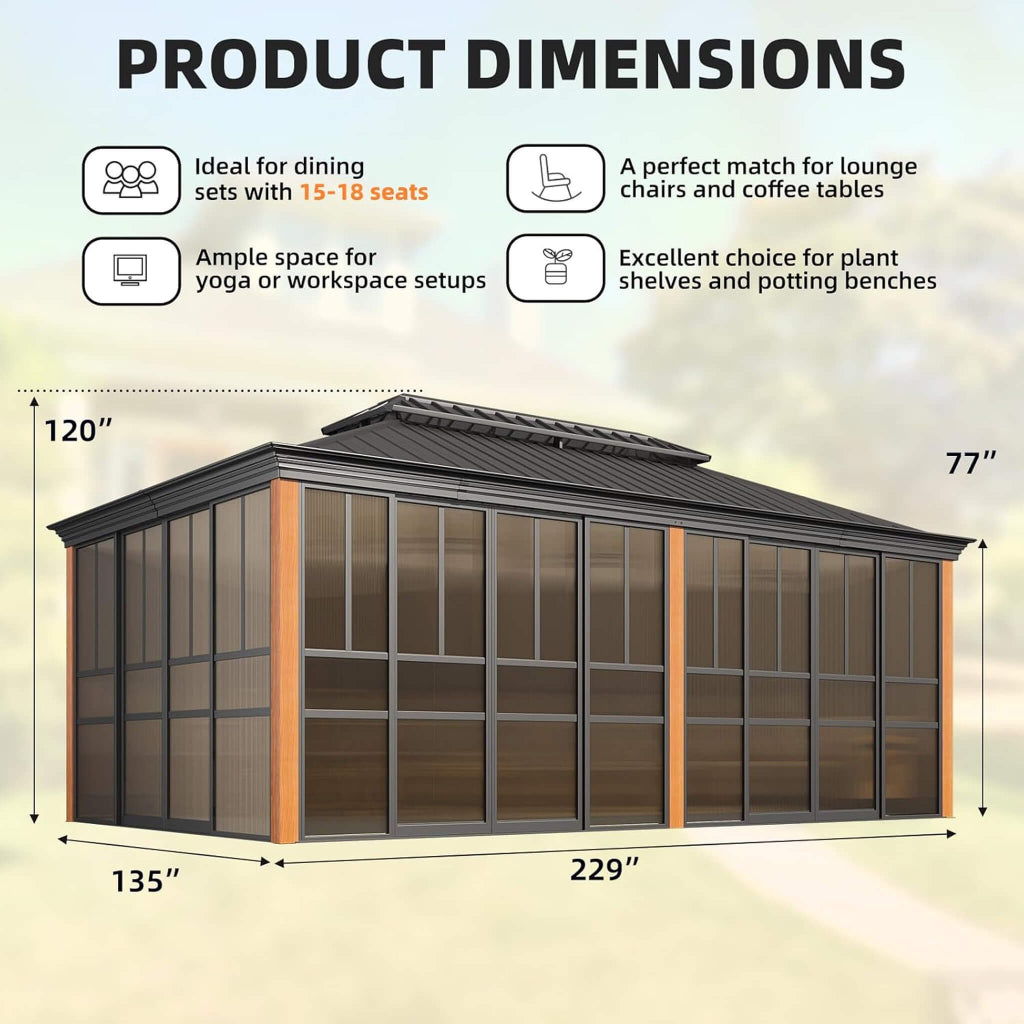 Alora Solstice All-Season Outdoor Wood Grain Sunroom (SAK58317)