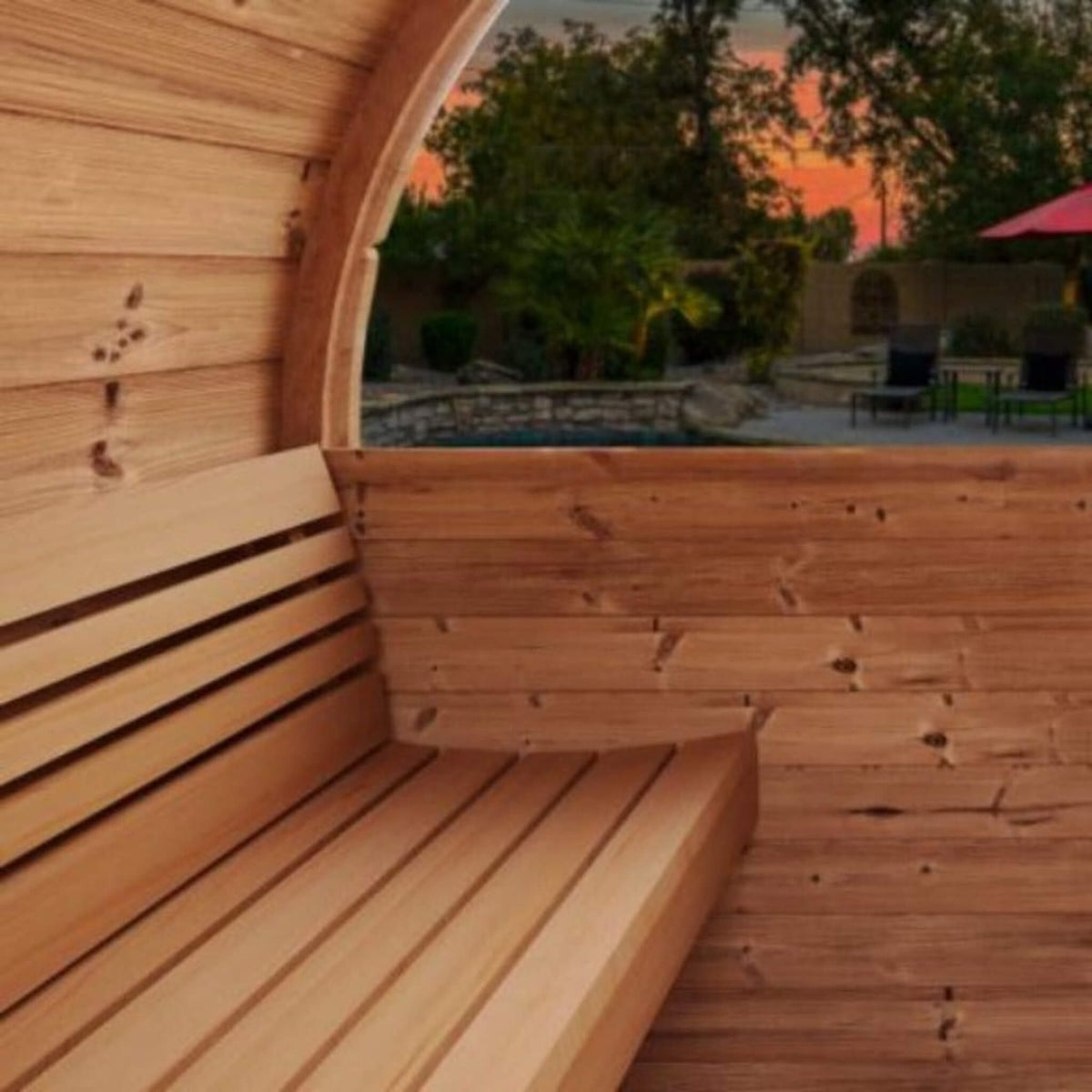 SaunaLife Model E8W Ergo Series 6-Person Outdoor Thermo-Spruce Sauna Barrel [SL-MODELE8W] (SAK92573)