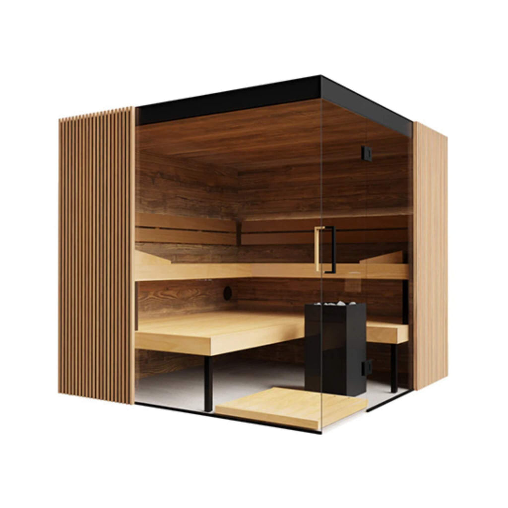 ThermaSol Aalto 4-Person Indoor Semi-Panoramic Glass Sauna Cabin (SAK13285)