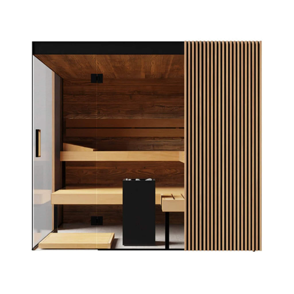 ThermaSol Aalto 4-Person Indoor Semi-Panoramic Glass Sauna Cabin (SAK13285)