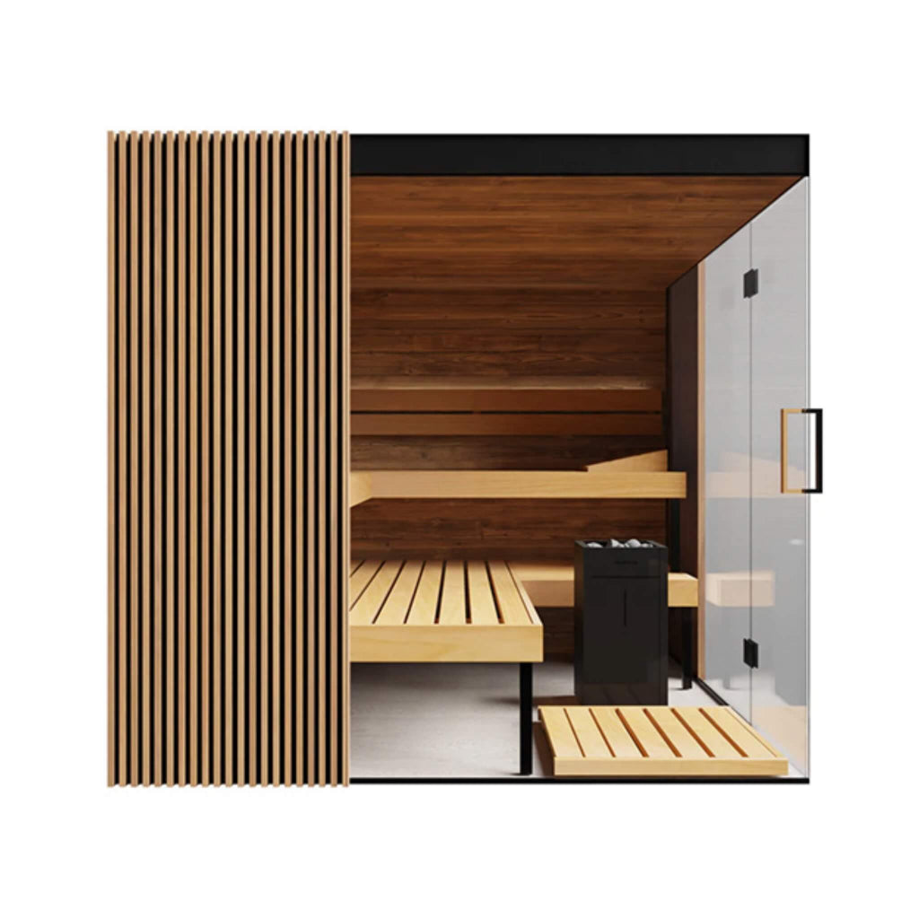 ThermaSol Aalto 4-Person Indoor Semi-Panoramic Glass Sauna Cabin (SAK13285)